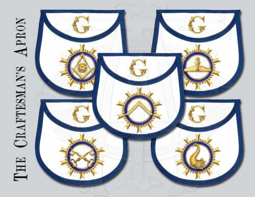 The Sunburst Masonic Lodge Officers Aprons (Set of 11)