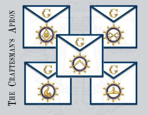 The Sunburst Masonic Lodge Officers Aprons (Set of 11)