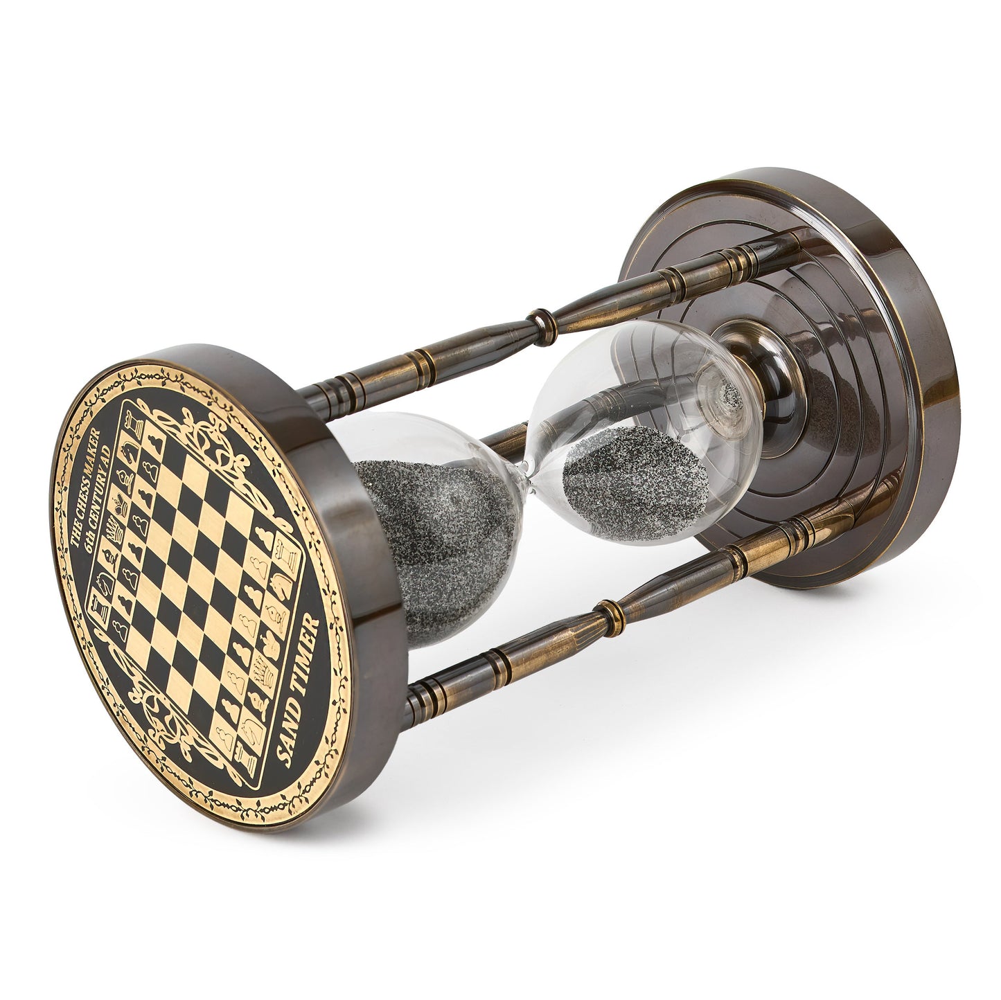 Solid Brass Sand Timer with Chess Design ¨C A Unique Vintage Accent for Home & Office
