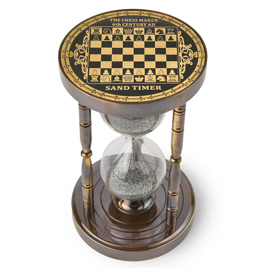 Solid Brass Sand Timer with Chess Design ¨C A Unique Vintage Accent for Home & Office