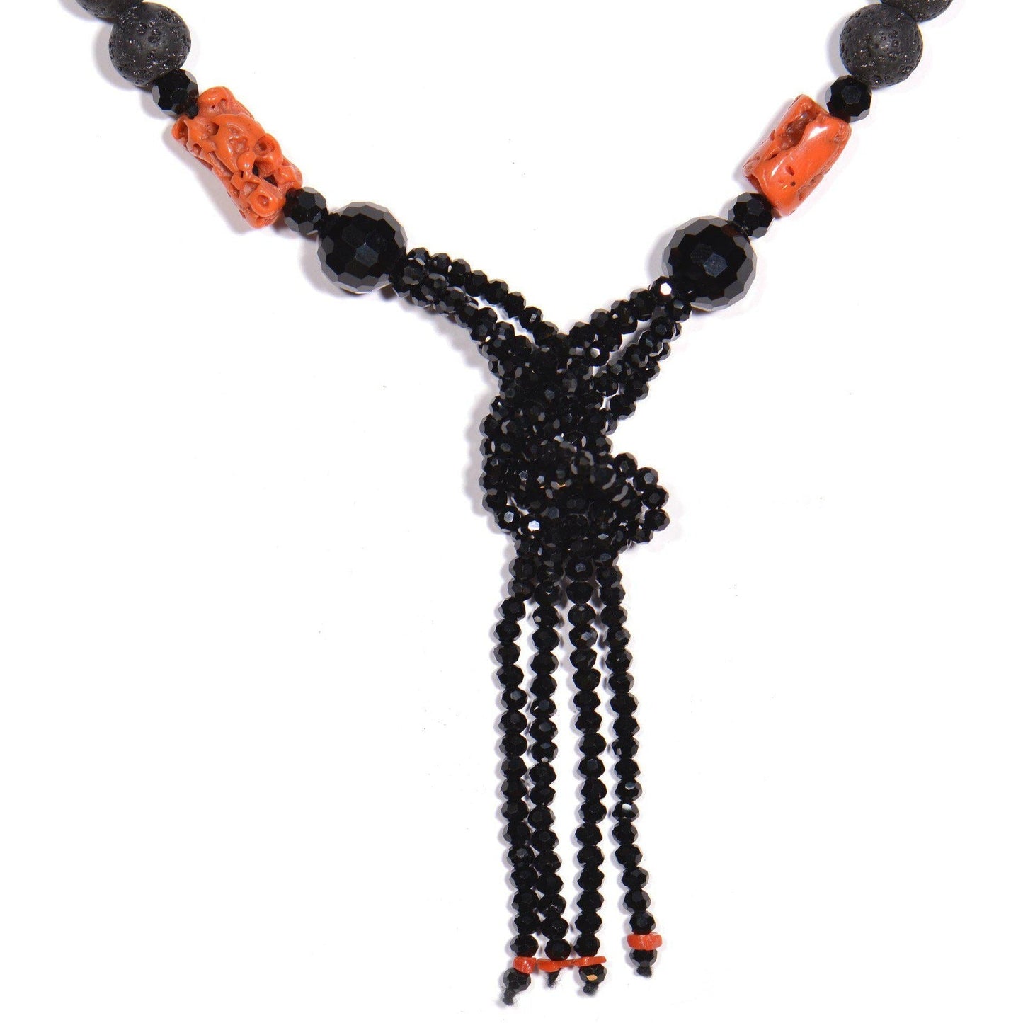 Collana serpente con Pietra Lavica, Onice e Corallo Rosso