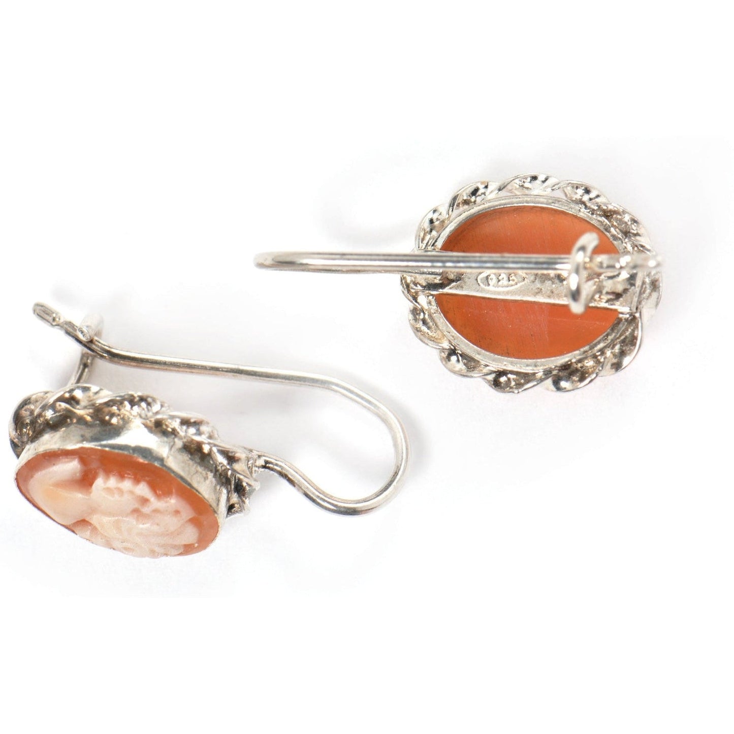 Orecchini in argento con Cammeo arancione