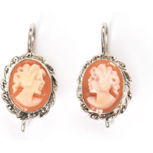 Orecchini in argento con Cammeo arancione