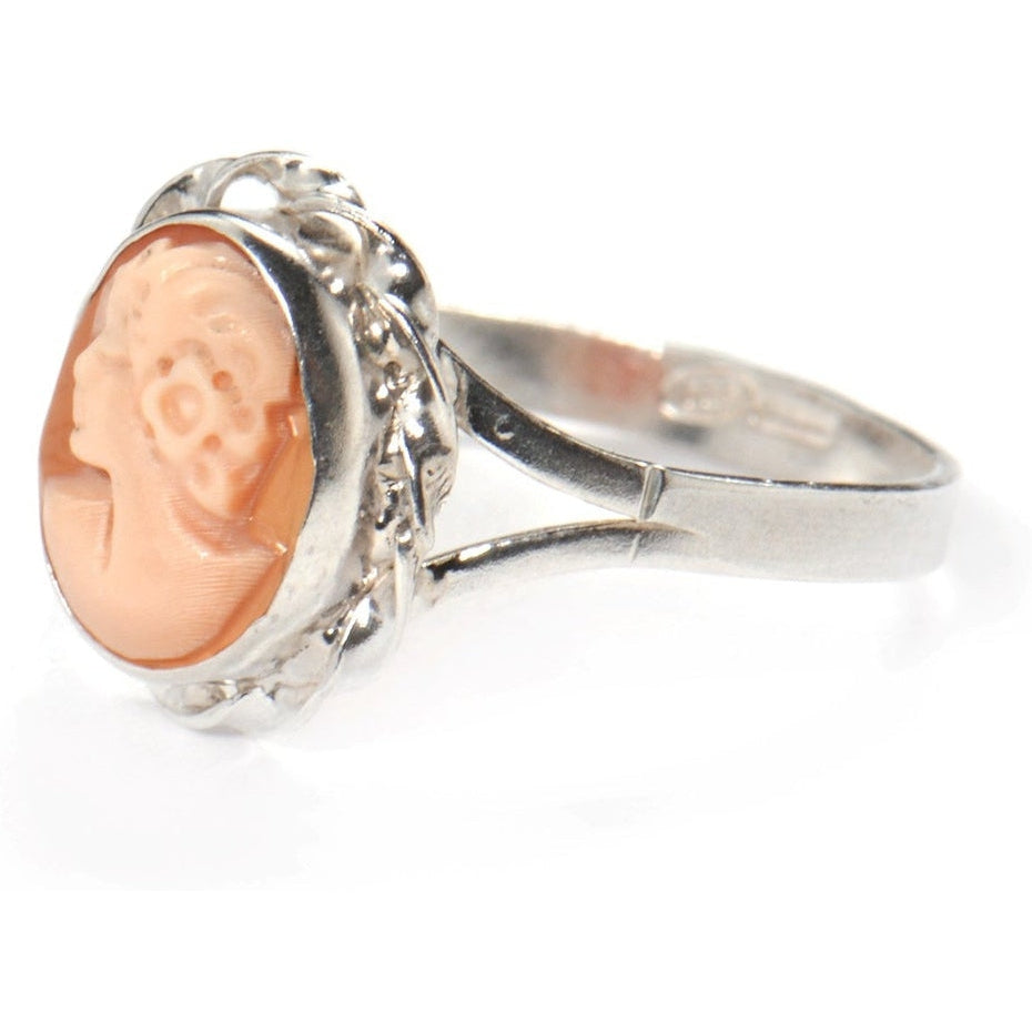 Anello con Cammeo arancione in Argento
