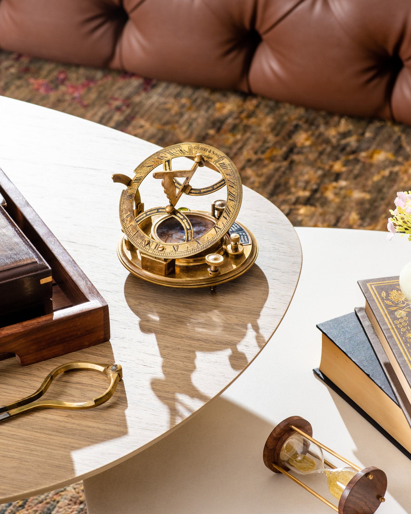 Sundial Compass with  Rosewood Box, Ideal Nautical & Vintage Gift for Men