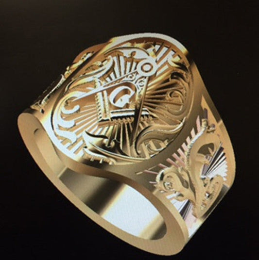 The Windsor Cigar Band Masonic Ring, Gold