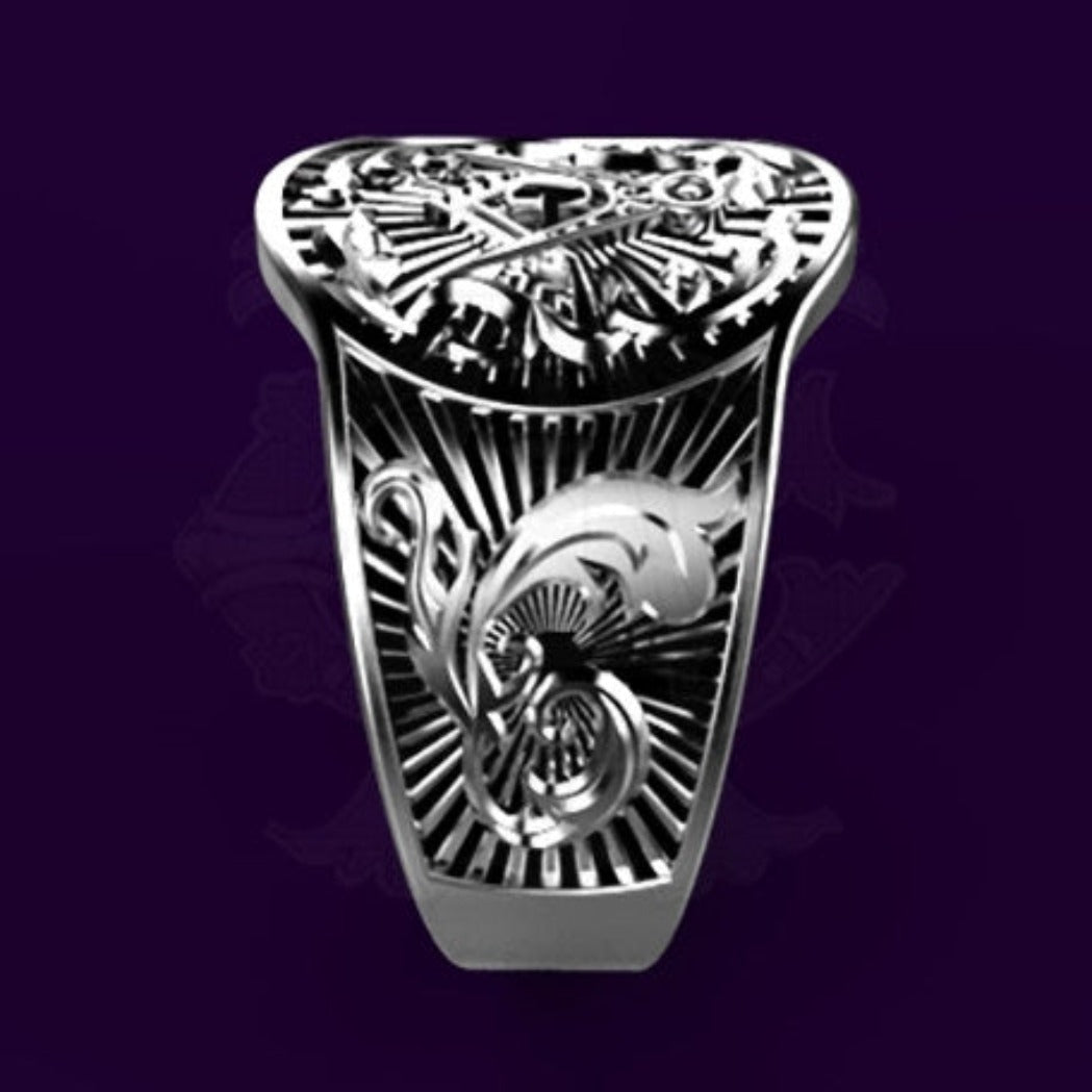The Windsor Cigar Band Masonic Ring, Sterling Silver