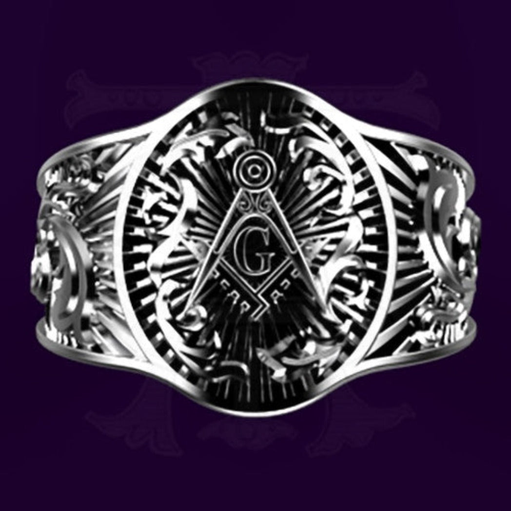 The Windsor Cigar Band Masonic Ring, Sterling Silver