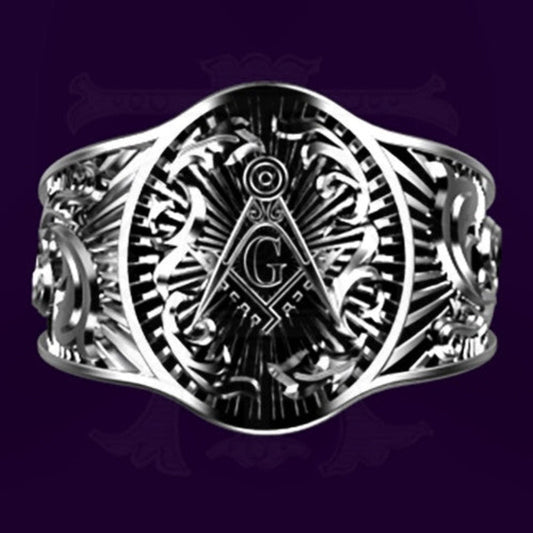 The Windsor Cigar Band Masonic Ring, Sterling Silver